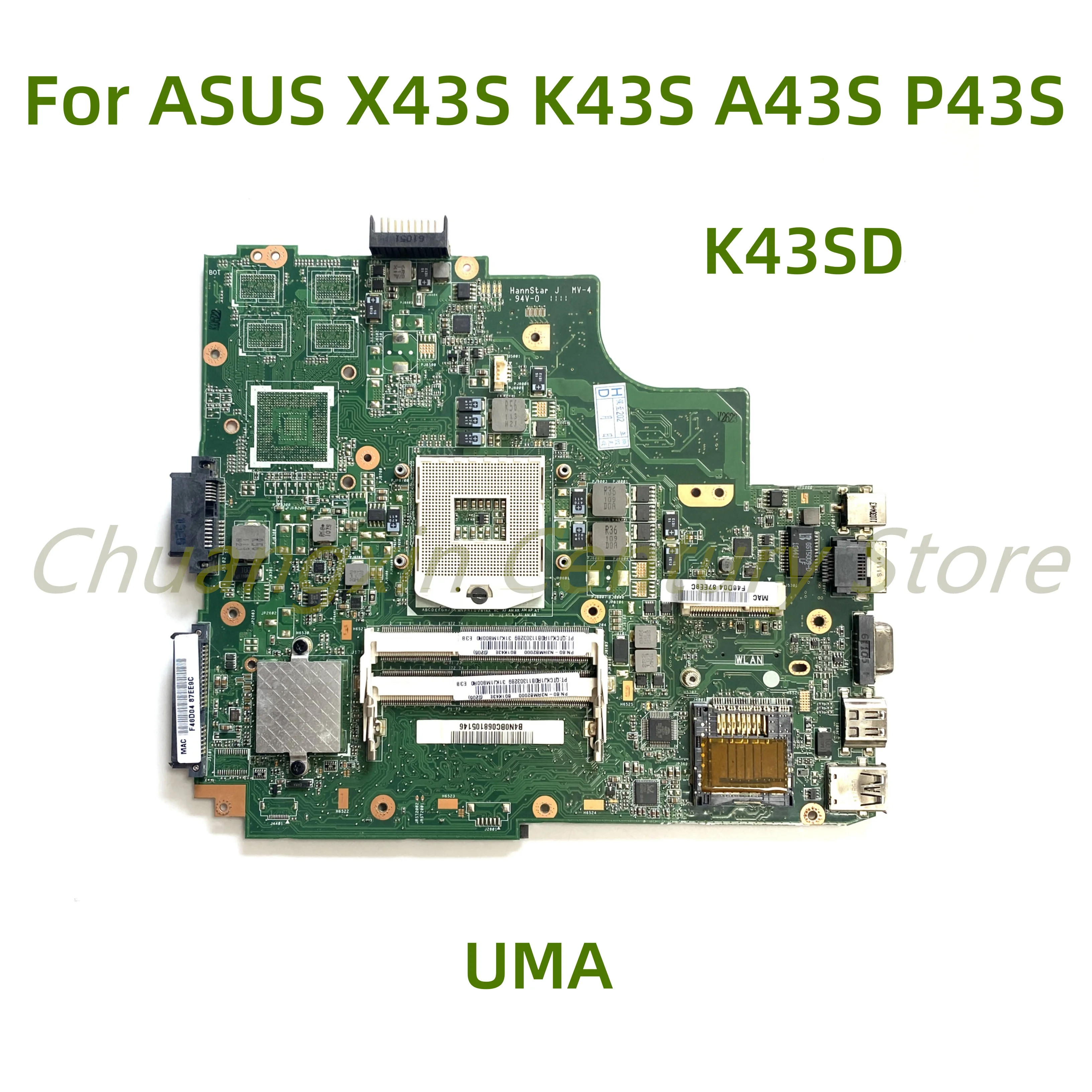 

Suitable for ASUS X43S K43S A43S P43S A43SD K43SD A43S A84S K43SD A83S K43E Laptop motherboard K43SD with UMA 100% Tested Fully