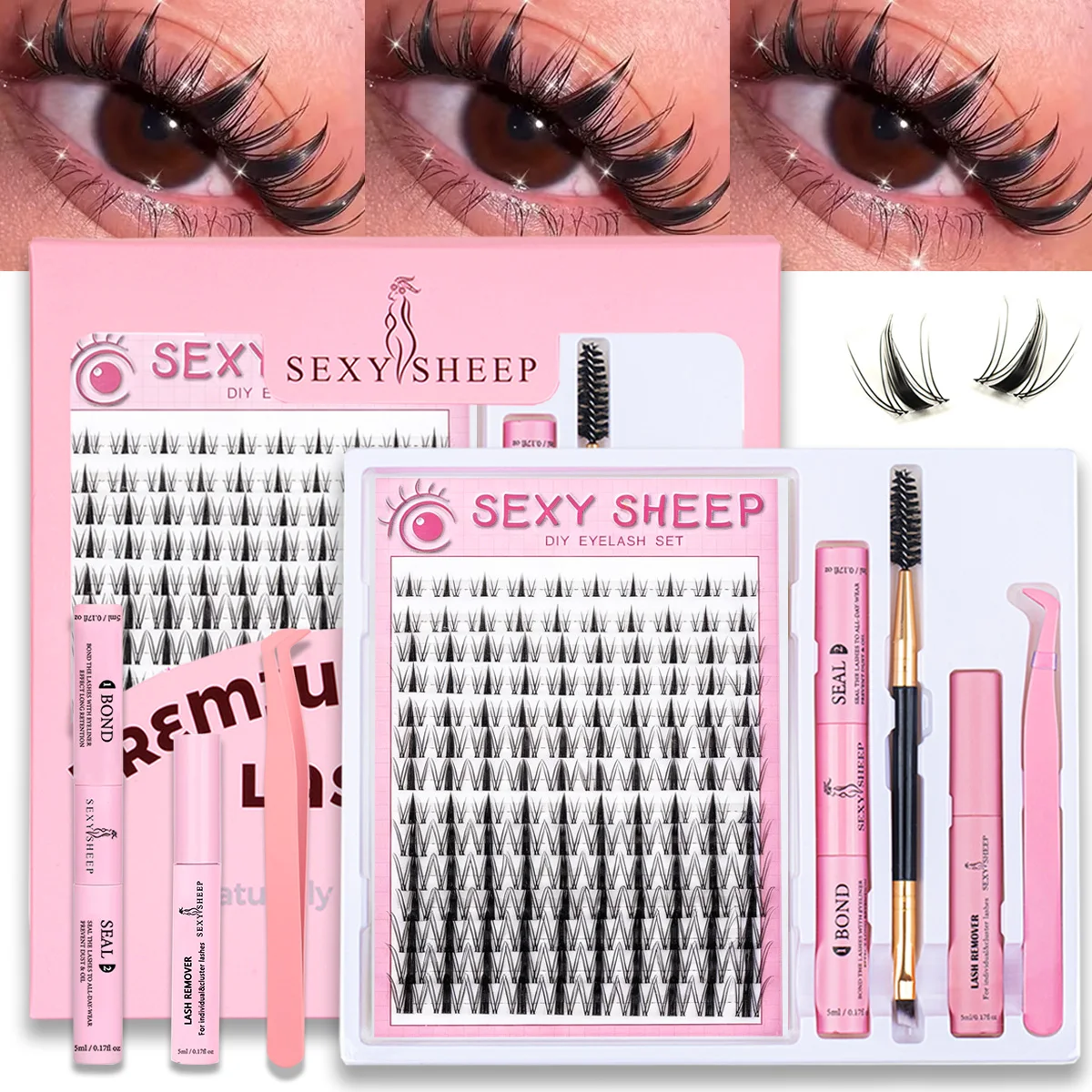 Cluster-Wimpern Natürliche Manga-Wimpernverlängerung Einzelne Wimpern mit Schwung Gemischte Längen Weiche DIY-Wimpern Wiederverwendbar – Detail 1
