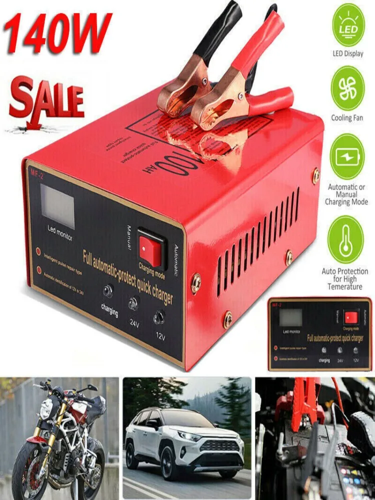 

140W Battery Charger for 12V24V Car Motorcycle Power Intelligent Battery Charger 100A Fully Automatic Pulse Repair Chargers