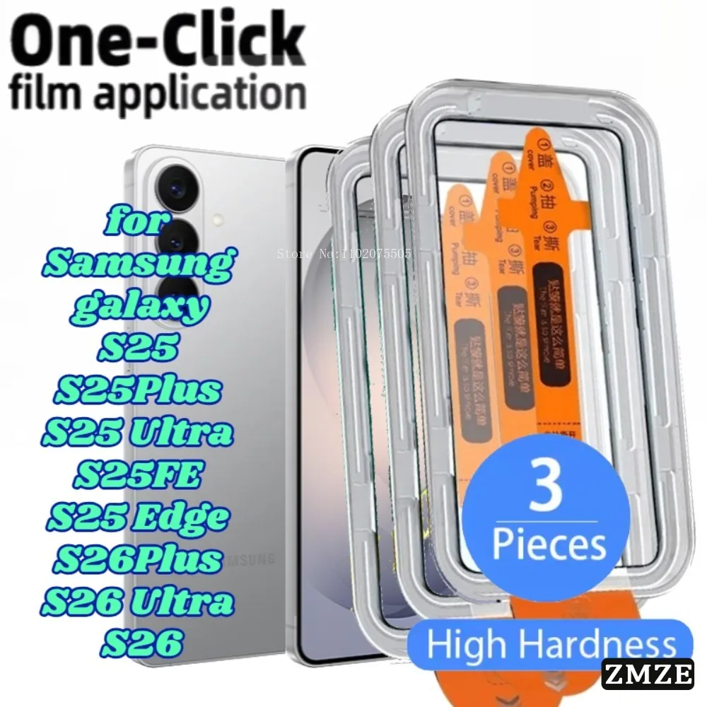 

3 Pieces HD Tempered Glass Films For Samsung galaxy S26 S25 Plus S26 Ultra S25 Ultra S25 FE S25Edge Dust Free Screen Protector