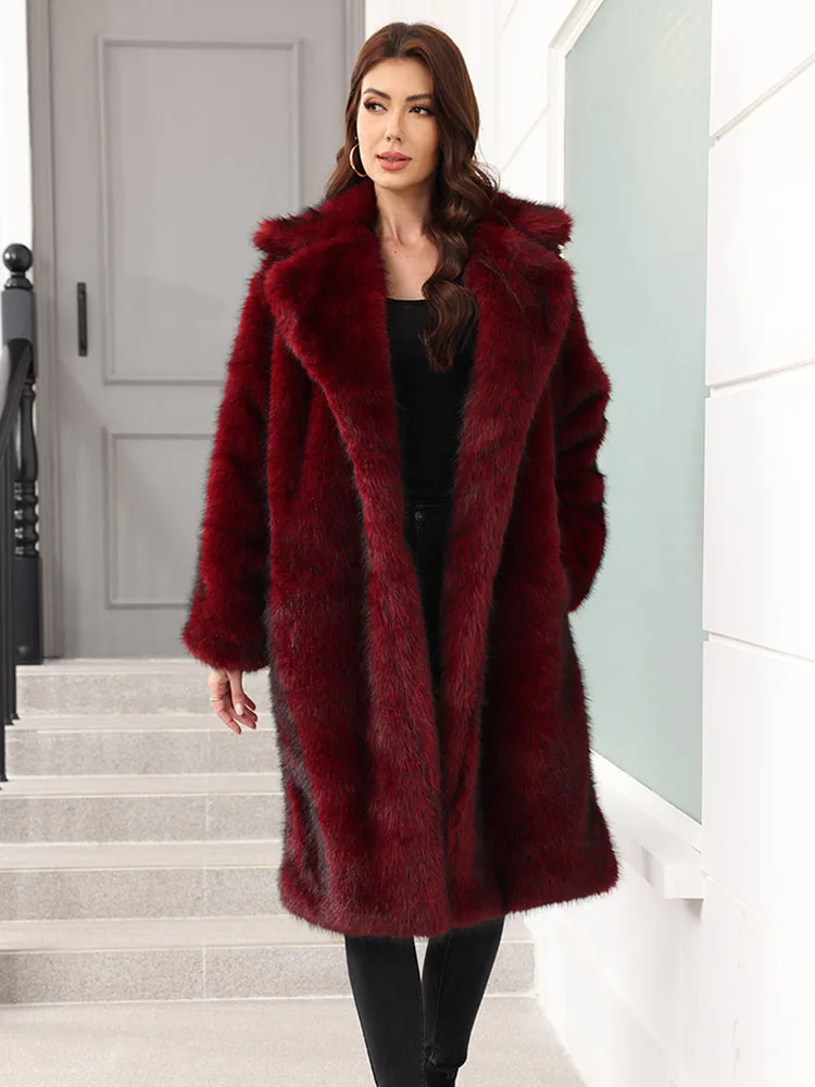 เสื้อโค้ทขนเฟอร์เทียมสำหรับผู้หญิง ZADORIN แฟชั่นฤดูหนาว ปกเสื้อแบบปกเชิ้ต ขนฟูยาว เสื้อผ้าผู้หญิง เสื้อโค้ทขนฟ็อกซ์เทียมหนา เสื้อคลุม