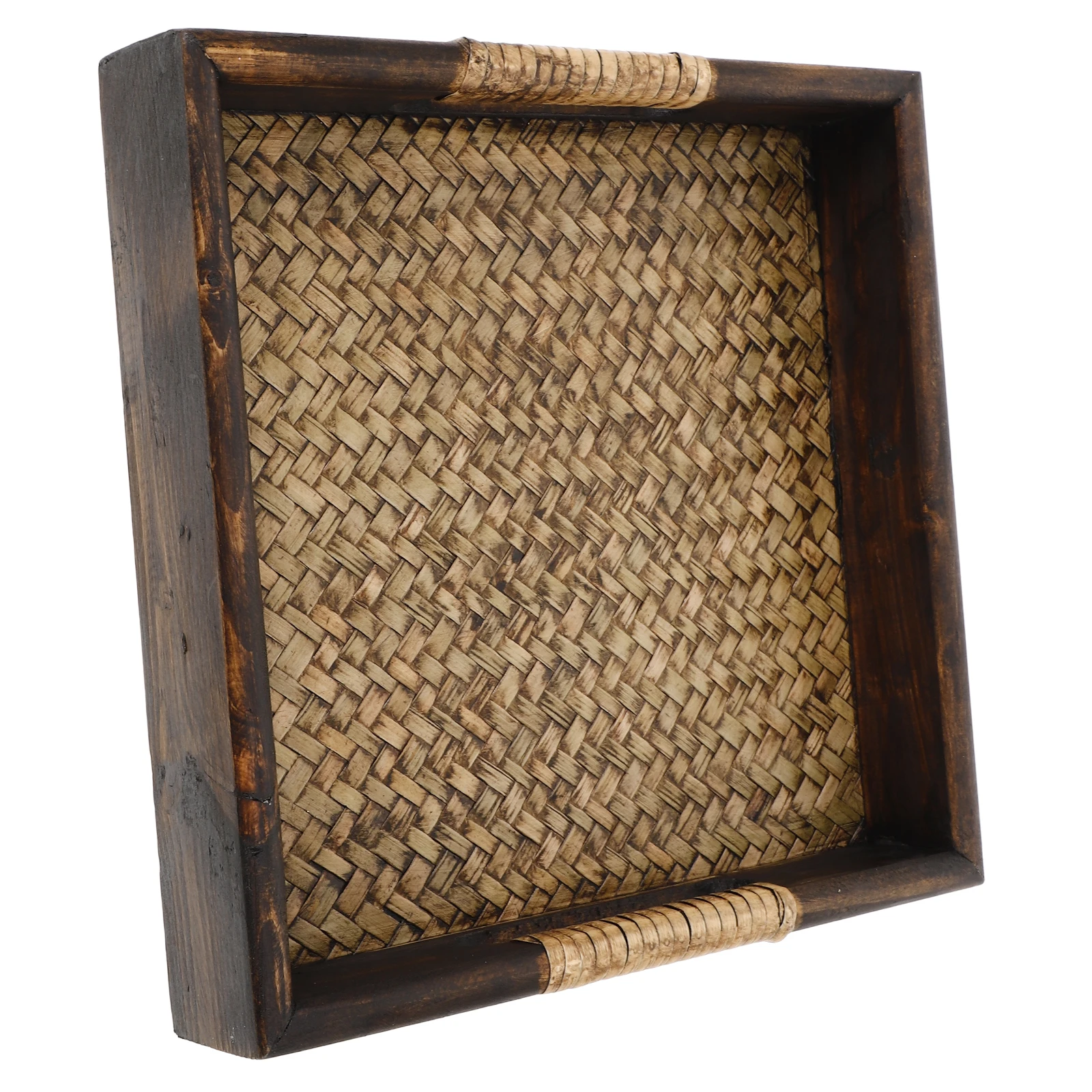 

Поднос из ротанга, деревянные подносы, декоративные сервировки еды, квадратная форма, компактный размер, прочный, легко чистится, винтажный дизайн, культурный шарм, СПА
