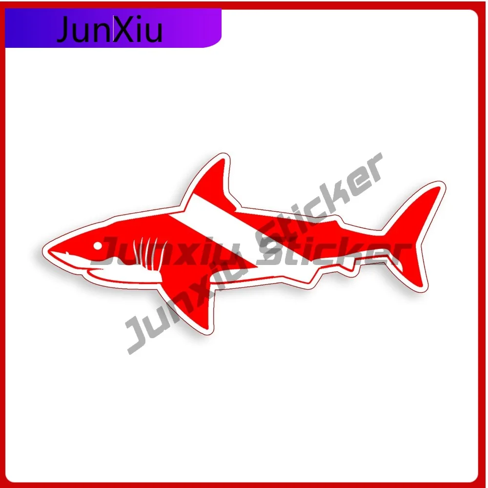 

Diver Down Shark Sticker Scuba Dive Flag Vehicle Decal Trendy Waterproof Vinyl Car Laptop Window Bumper