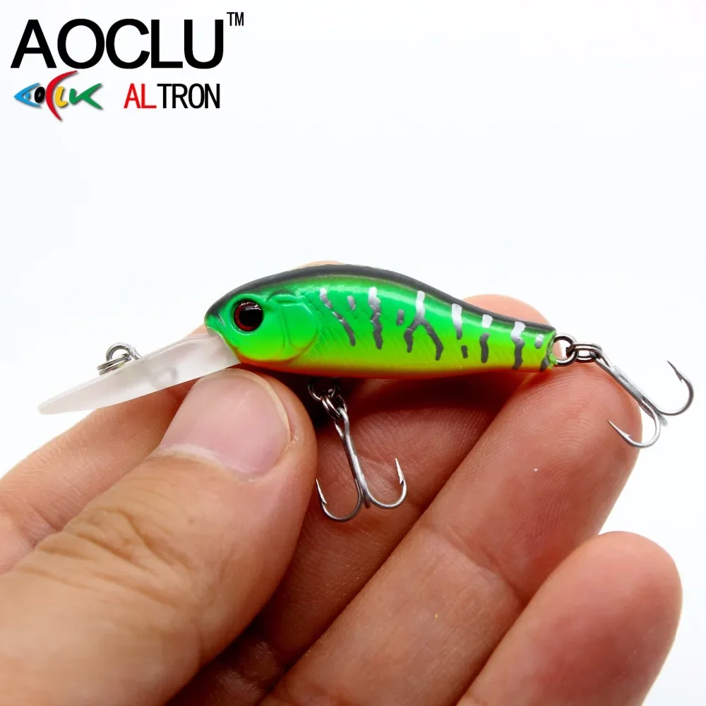 AOCLU-Minnow Crank Shad Lure, Hard Bait, Sea Bass, Boat, Rock, Inshore Fishing, VMC, 35mm, 2.4g, Diving, 1.2m