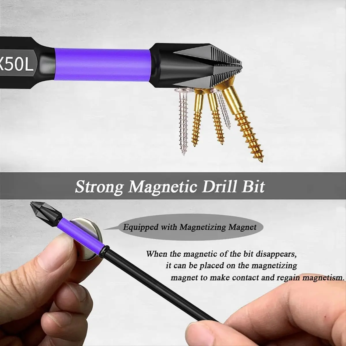 A63K& 12Pcs Upgraded High Hardness and Strong Magnetic Drill Bit, Anti-Slip and Shock-Proof Bits with Screwdriver Bits