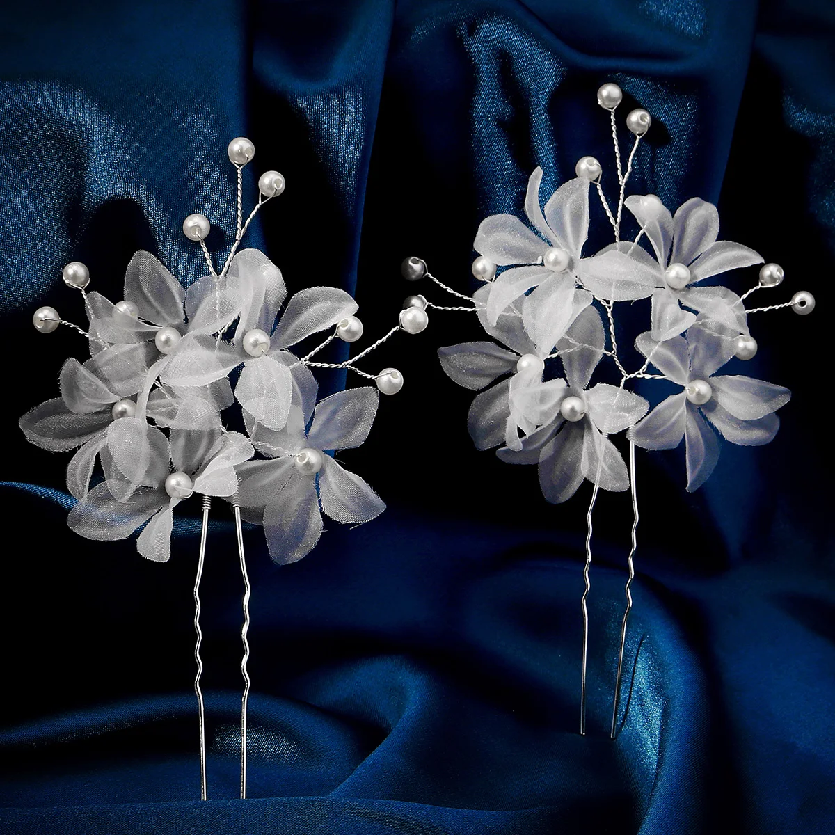 2PC Yarn Flower Piece Handmade Hairpin Set Mori Elegant Hair Clip Headdress Party Wedding Jewelry Hair Accessories Gift For Girl image 3