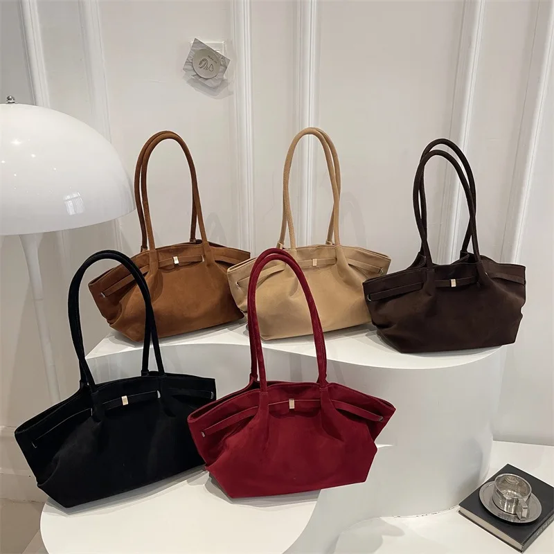 Vintage Wildleder-Schultertasche für Damen, minimalistische Tragetasche mit großem Fassungsvermögen, Retro-Schulterhandtasche für den täglichen Gebrauch und Reisen. – Detail 17