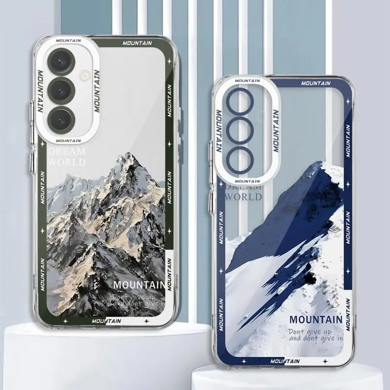 Snow Mountain Phone Case for Samsung Galaxy S24 Ultra S23 FE S22 S23 S20 Plus S21 S20 FE Note 20 10 Plus Transparent Soft Cover