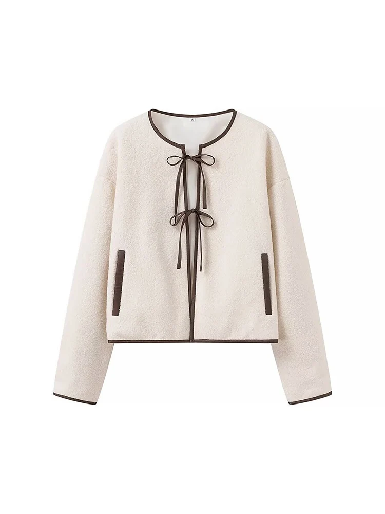 

European and American style autumn new fashion women's clothing design sense commuting all-match long-sleeved chest tie jacket