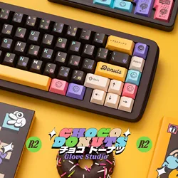 Glove x Domikey Choco Donuts Keycap R2 Cherry Profile ABS Doubleshots Keycap Set for keyboard BM60 CSTC75 BM65 BM68 XD60