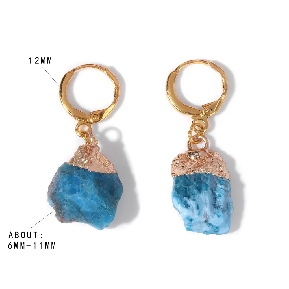 Natural Irregular Stone Pendant Earrings Crystal Amethysts Mineral Stone Earrings Healing Reiki Handmade Earrings for Women