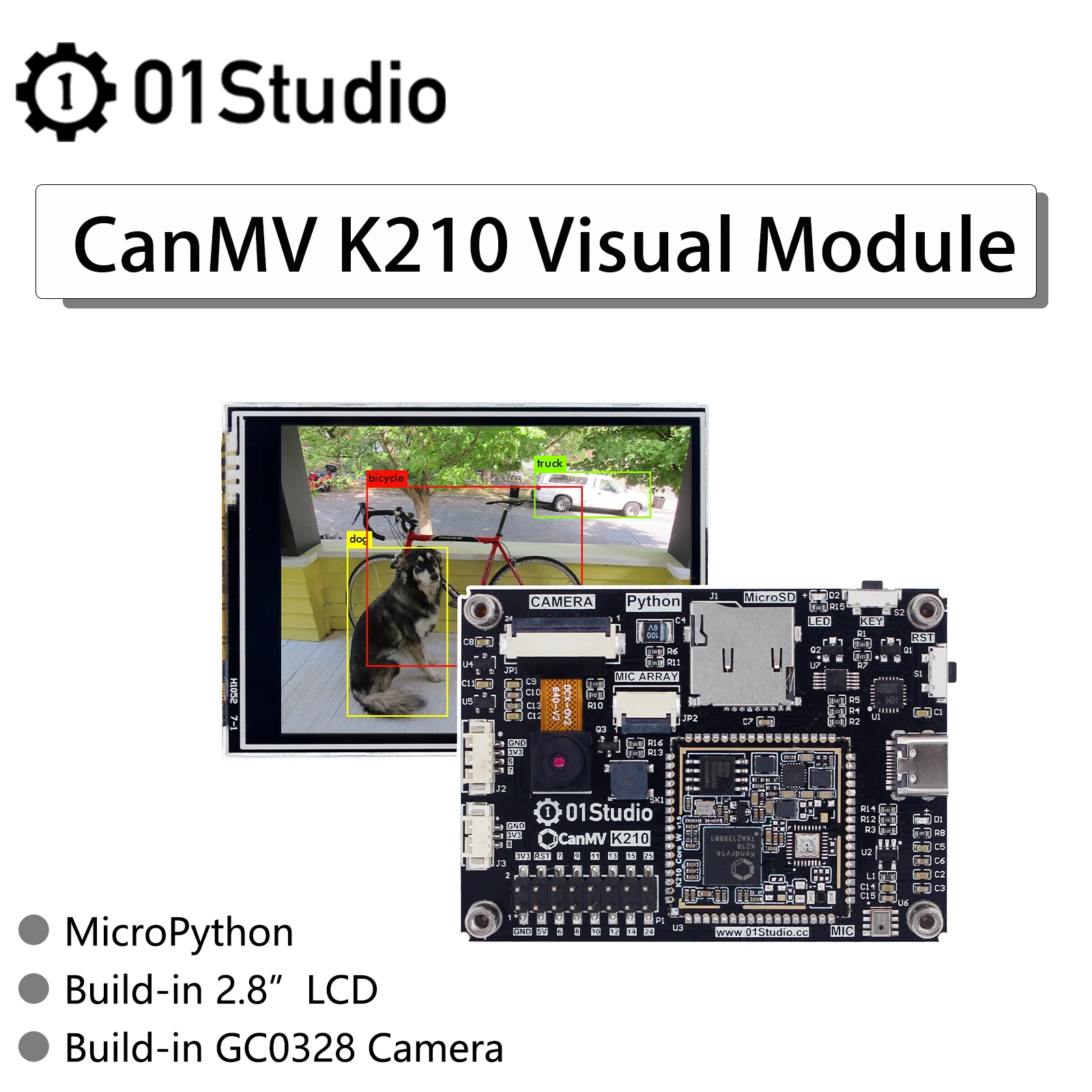 01Studio CanMV K210 Camera Visual Recognition Module Development Demo Embedded Board  For DIY Robot Car Kit Micropython