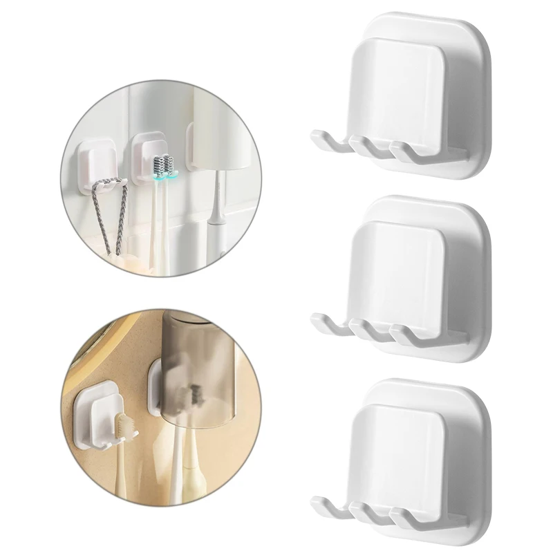 Toothbrush Storage Rack Wall-mounted Toothbrush Holder ABS Material Non-perforated Portable Bathroom Rinse Toothpaste Cup Holder