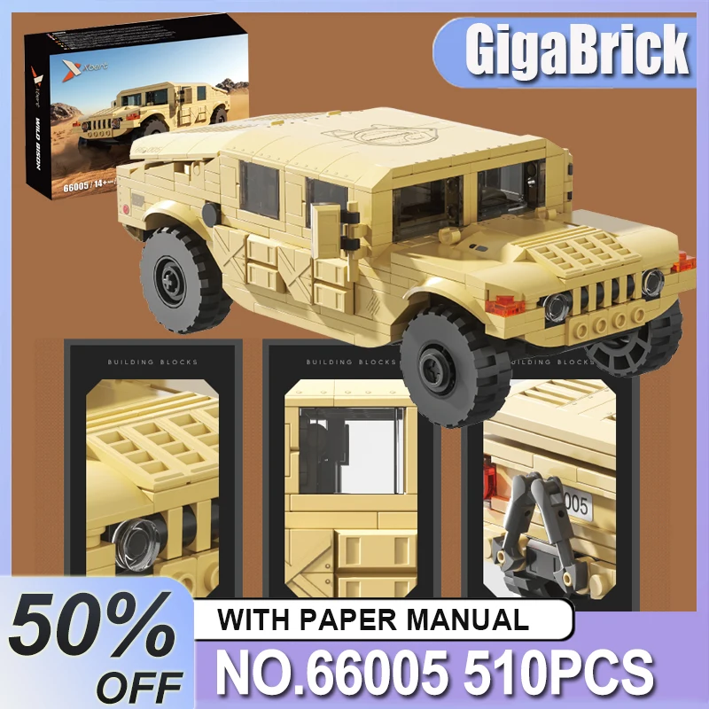 

ВОЕННЫЙ АВТОМОБИЛЬ Xbert 66005, модель H1 MOC, персонализированные строительные блоки, головоломка, сделай сам, кирпич, детская игрушка, рождественские подарки для взрослых и детей