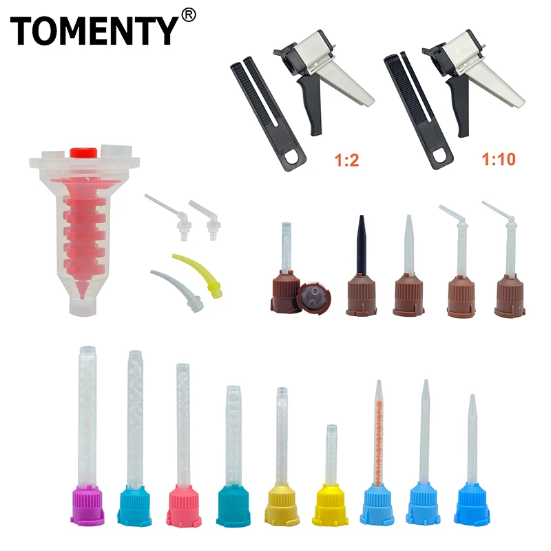 50pcs Dental Mixing Tips Impression Materials Silicone Rubber Gun Conveying Mixing Head For Dentistry Mixing Tube Disposable Den