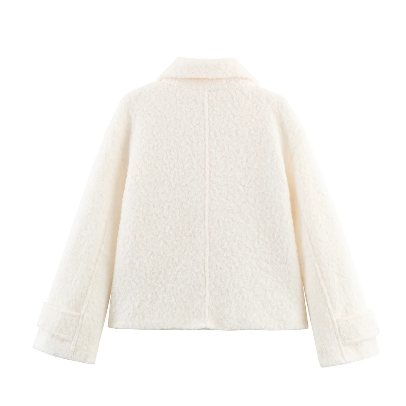 Cappotto di lana in pile corto moda donna autunno inverno femminile doppio petto colletto rovesciato capispalla per pendolari giacca beige