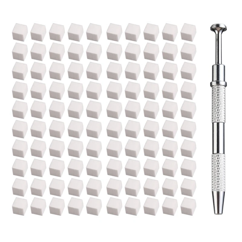 100 Piece Nail Art Stamper Tools Nail Art Sponge Soft Sponges White & Silver DIY Nail Sponge Gripper Tools