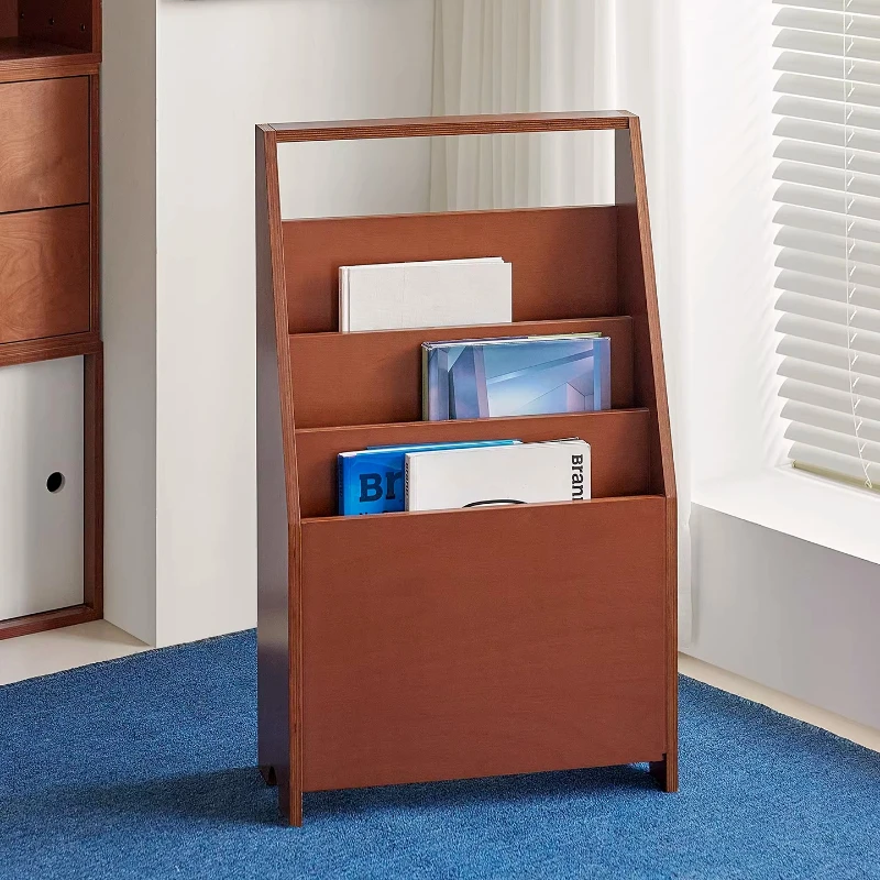 Nordic-style Magazine Rack, Minimalist Ocean-themed Bookshelf, Three-tier Poster Rack, Living Room Vintage Display Rack, Storage