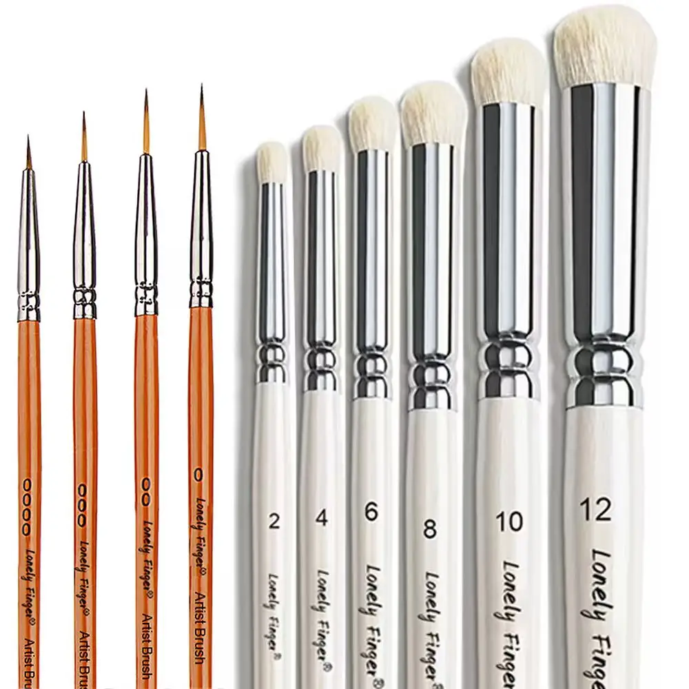 

Набор кистей для рисования, нейлоновые кисти для рисования волос с кистью для деталей, наборы кистей для акриловой краски, кисти для рисования маслом воды