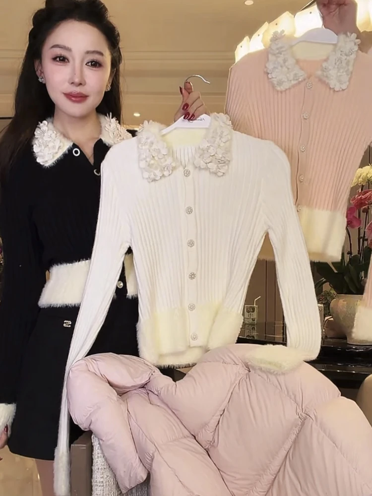 

Мягкий, удобный, нежный бархатный эластичный кардиган с цветочным воротником Han imen, женский, модный, роскошный, приталенный, с длинными рукавами