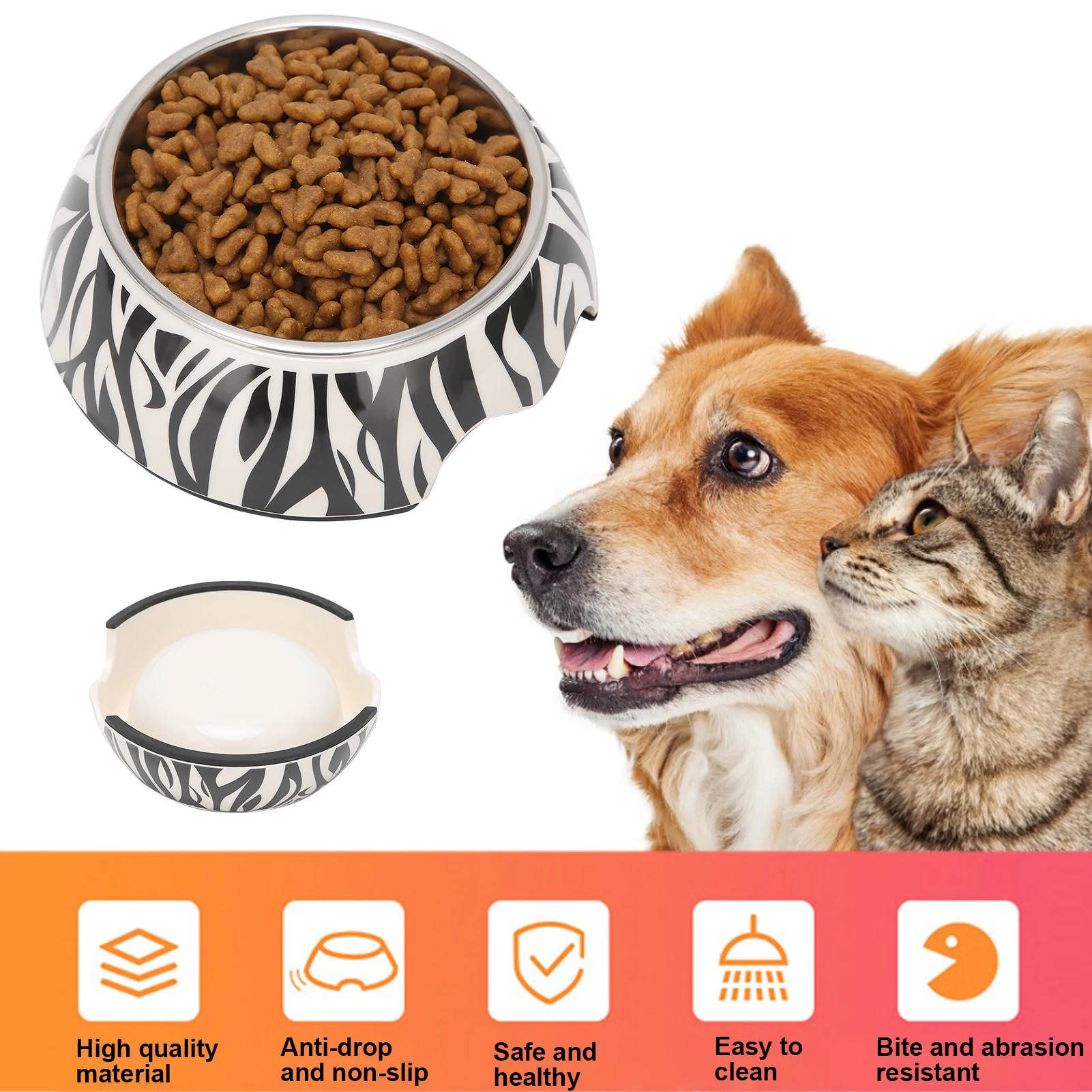 

2 In 1 Dog Cat Food And Water Bowl Antislip Base Stainless Steel Pet Bowl Feeder Bowls Creative Pets Drinking Feeder