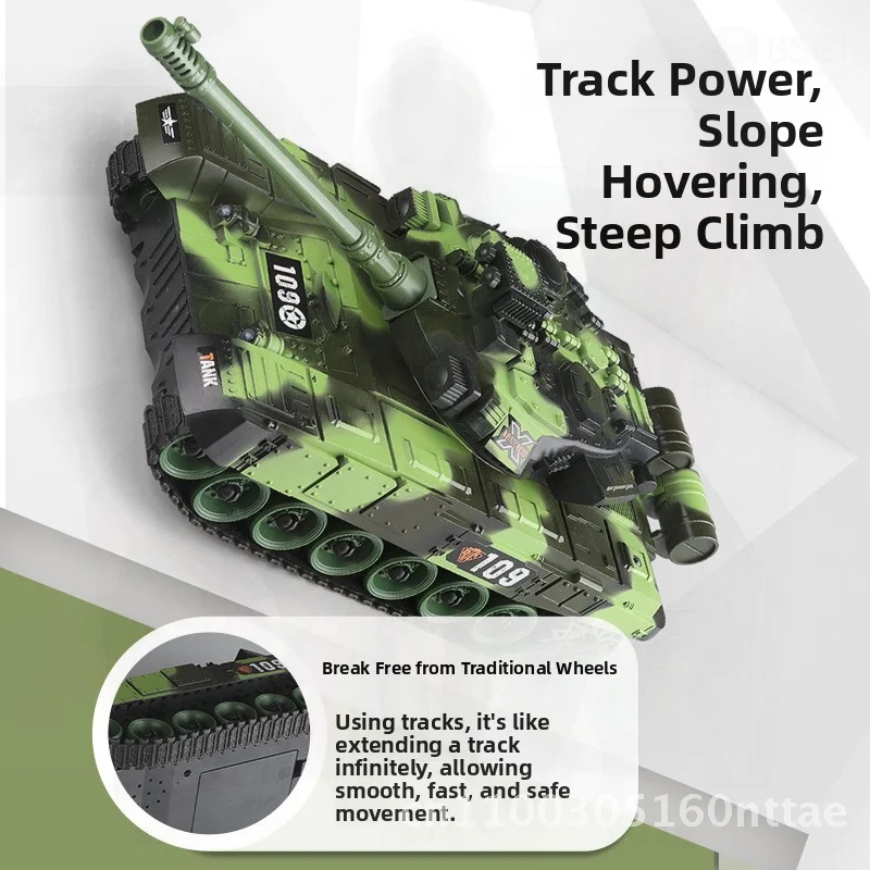9-kanaals tankspeelgoed met afstandsbediening en lichteffect Militair rupsmodel voor kinderen Grensoverschrijdend cadeau-autoornament