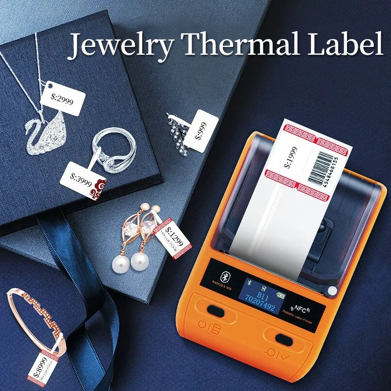 مجوهرات التسمية الحرارية ذاتية اللصق السعر ملصق العلامة قلادة القرط حلقة دائم للطباعة لفة تسميات ورقة زخرفة العرض