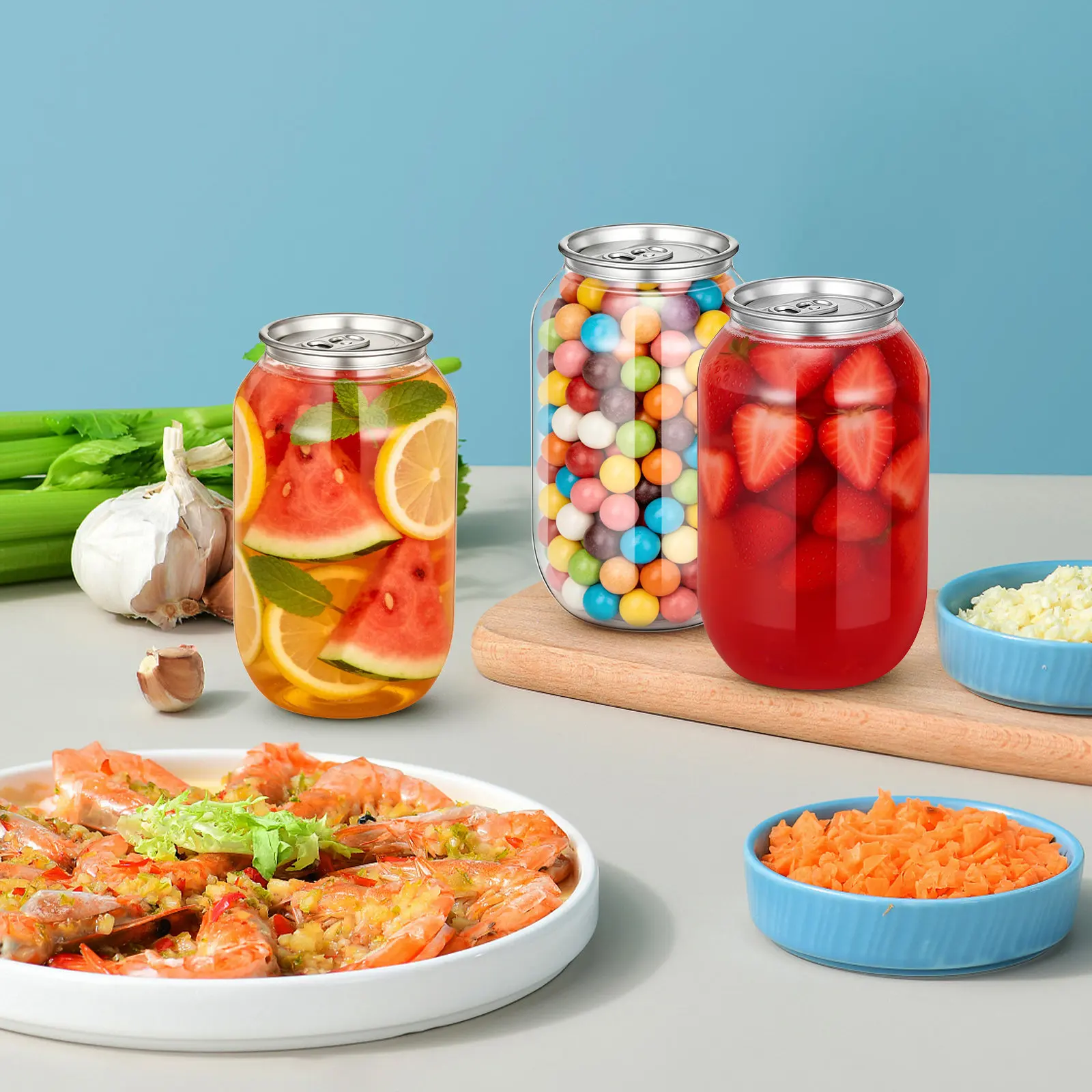 10 Uds. Frascos de 500 ml para envasar bebidas, con tapa, portátiles y ligeros, para refrescos, jugos, leche, té, agua, café