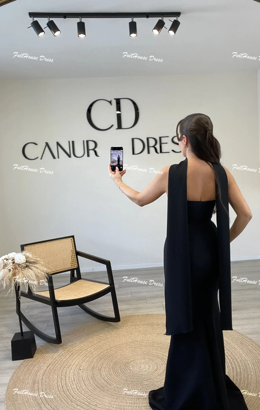 Custom Made Women's Boat Collar Solid Simple Evening Dress Sexy Mermaid Backless Floor Length Party Dress with Court