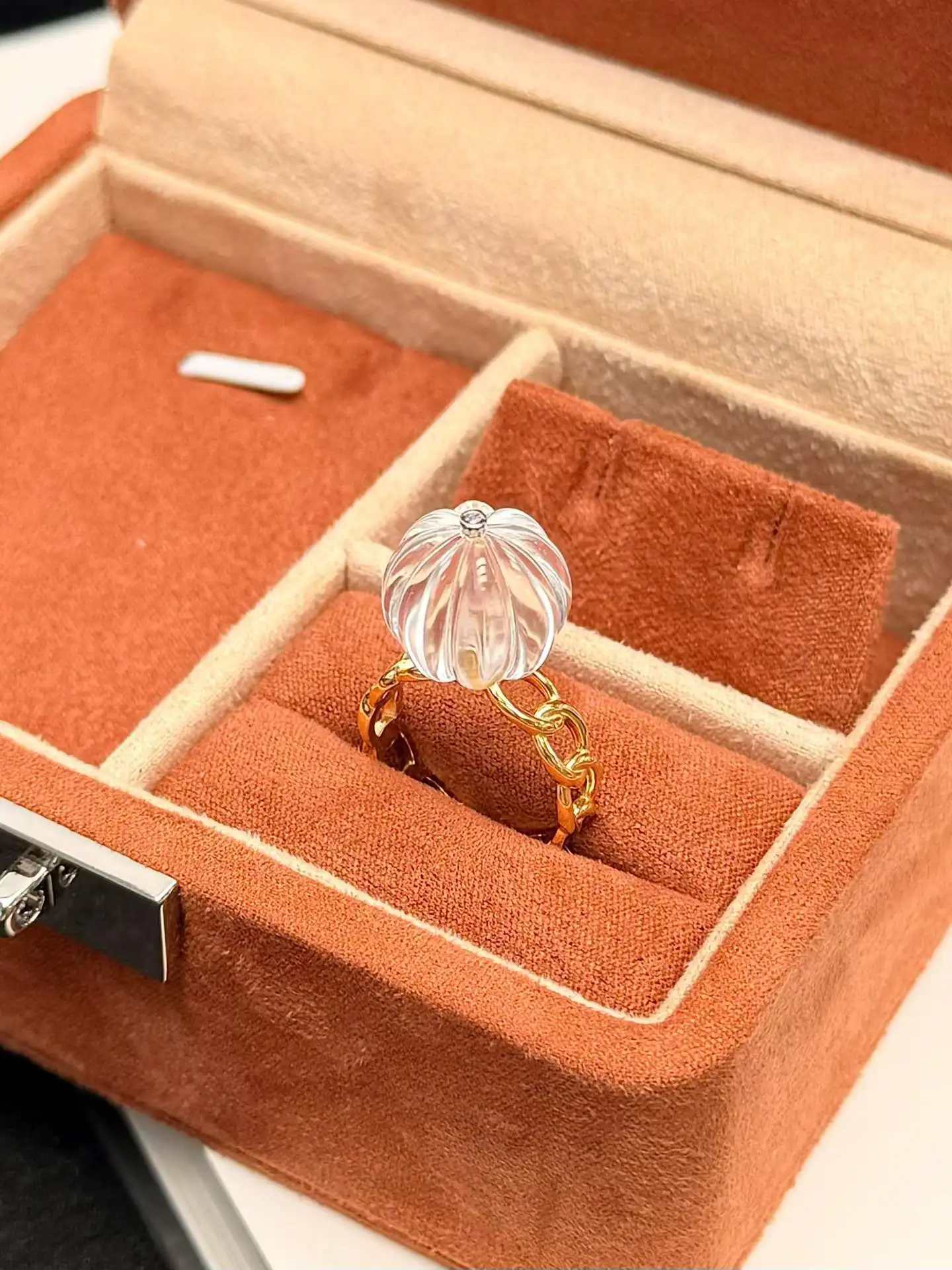 natural-white-crystal-pumpkin-bead-ring-super-bright-diamond-white-s925-gold-plated-silver-chain-open-ring-luxury-style-jewelry