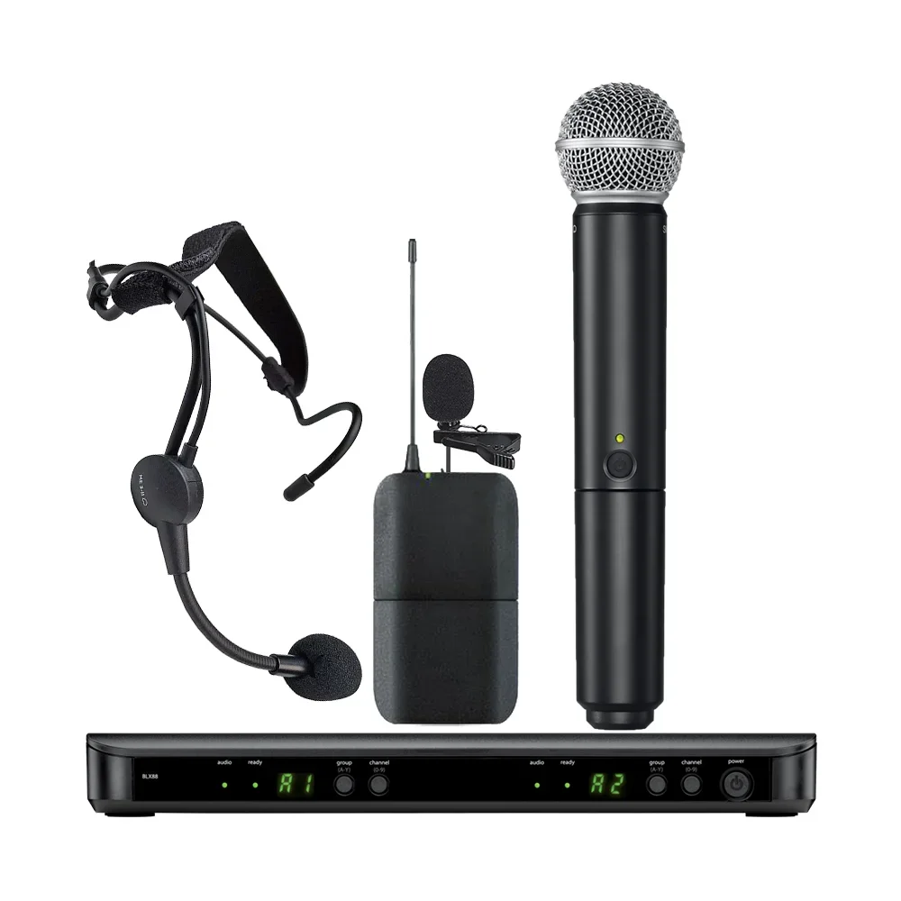 

For BLX288 BETA58 58A UHF Wireless Microphone Professional 2 Channel Mic Handheld Dynamic Dual Kit For Karaoke Stage Performanc