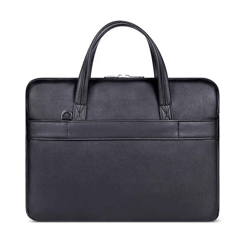 

Genuine 16 inch Leather Laptop Briefcase Bag Bussiness Briefcases Black Handbags Office Computer Bags