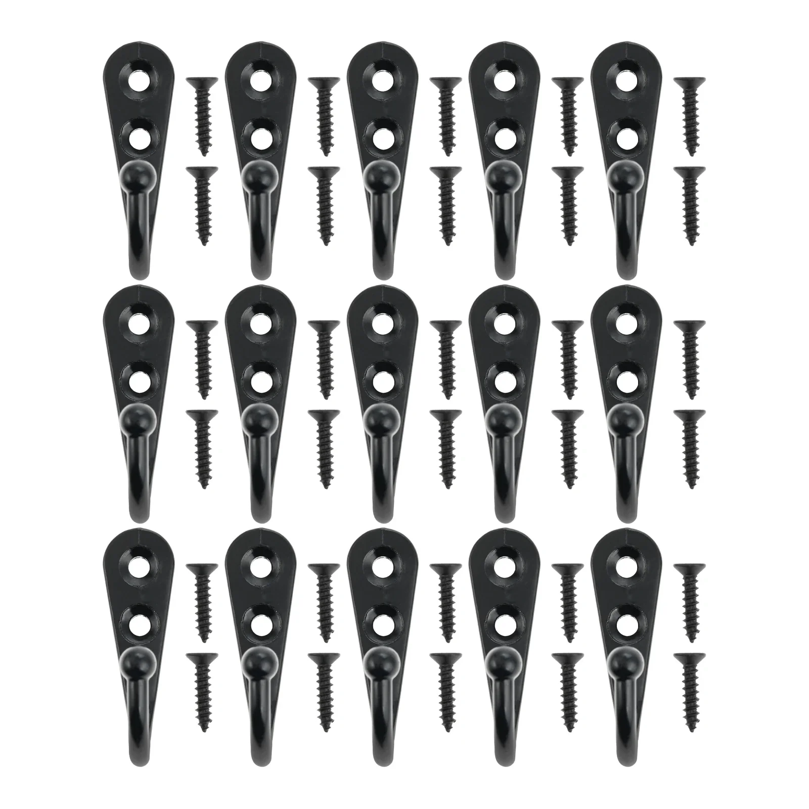 15Pcs Wall Mounted Coat Hooks & Screws Single Prong 2 Holes Heavy Duty Metal Robe Hooks for Hanging Key Scarf Bag Cap Coffee Cup