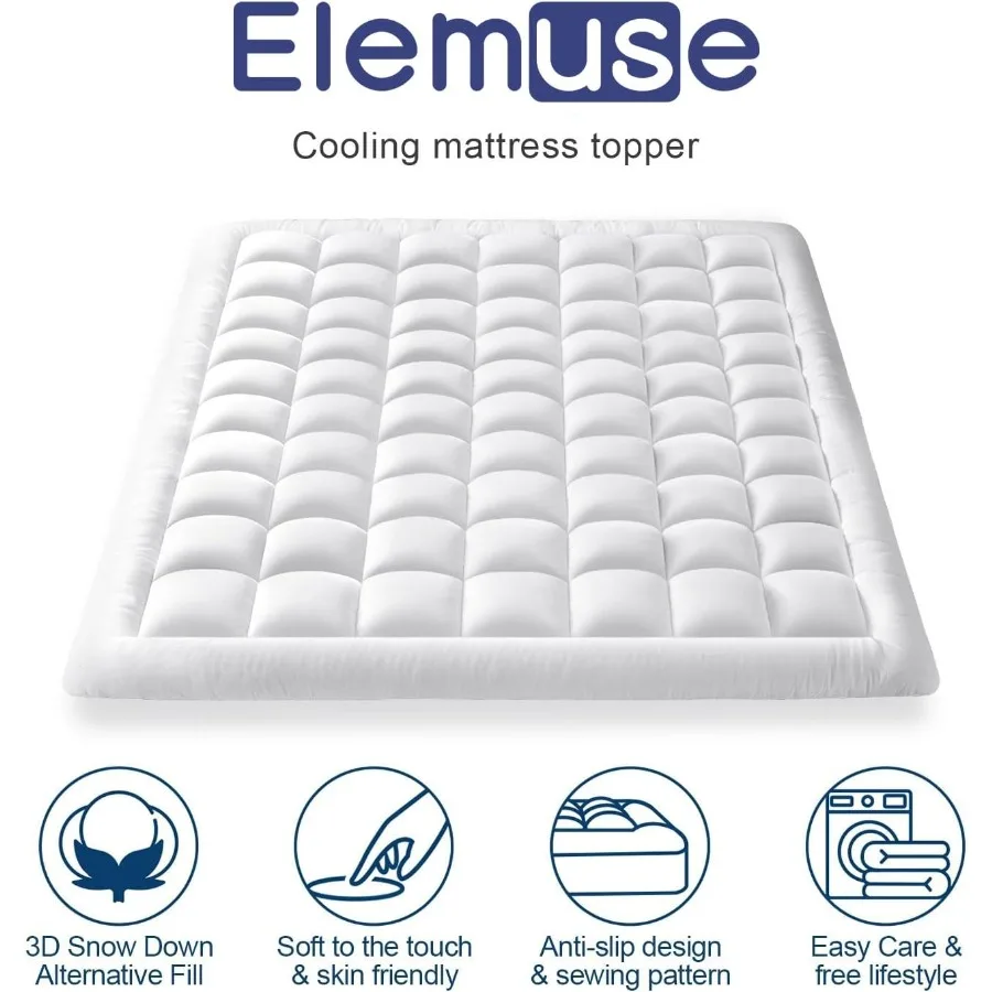 وسادة مرتبة كاليفورنيا كينج لراحة ممتازة وتبريد وسادة قطيفة بتصميم علوي مع ملء بديل فائق النعومة