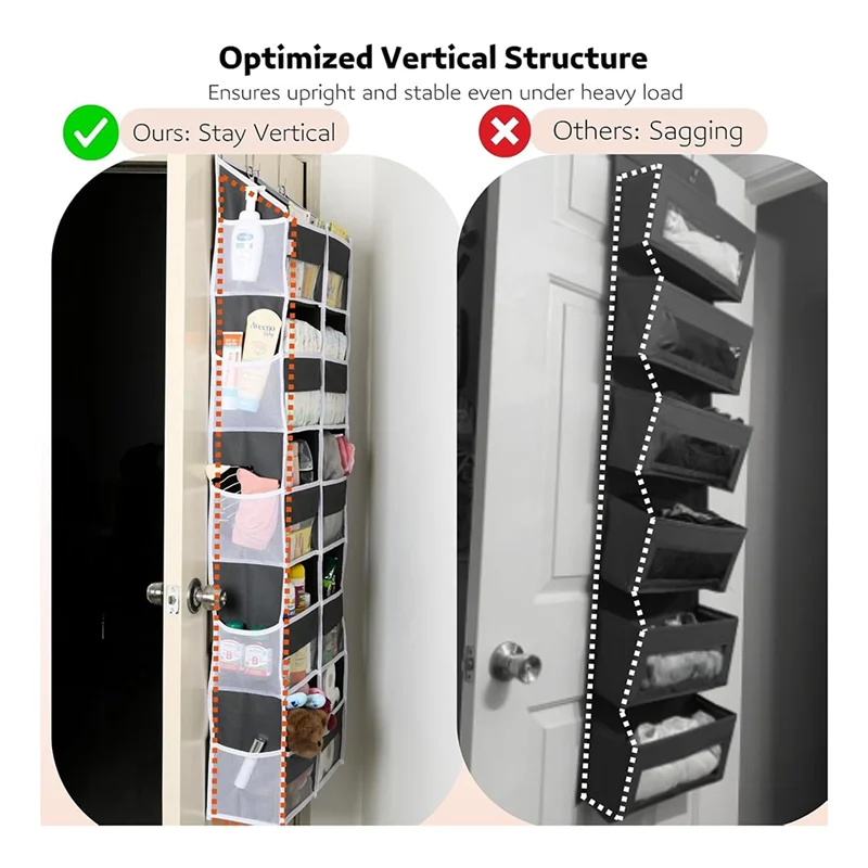 

ABGG-Over The Door Organizer 5 Tiers, 10 Compartments, 80 Lbs Weight Capacity- Behind Door Storage Solution