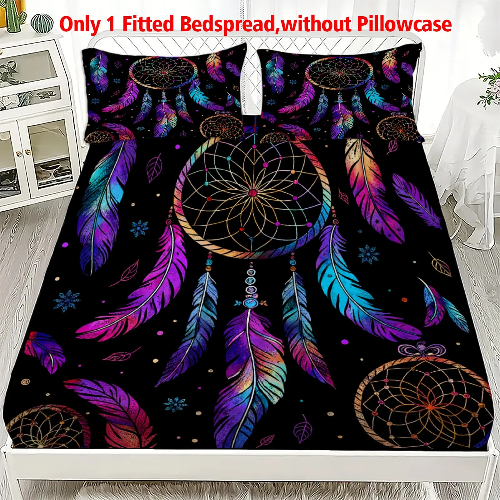 1pc RV Camping by Mountain River Print Fitted Sheet Deep Pocket Elastic Mattress Cover Single Double Queen King Bedroom Decor