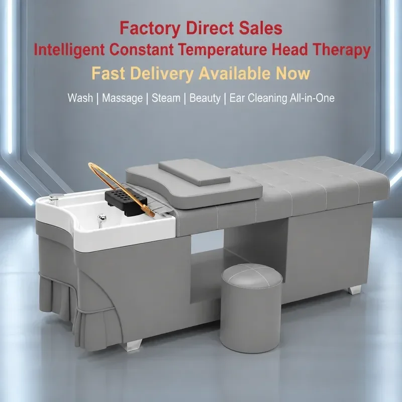 Constant Temperature Shampoo Bed with Head Therapy Fumigation Water Heater Massage and Water Circulation for Hair