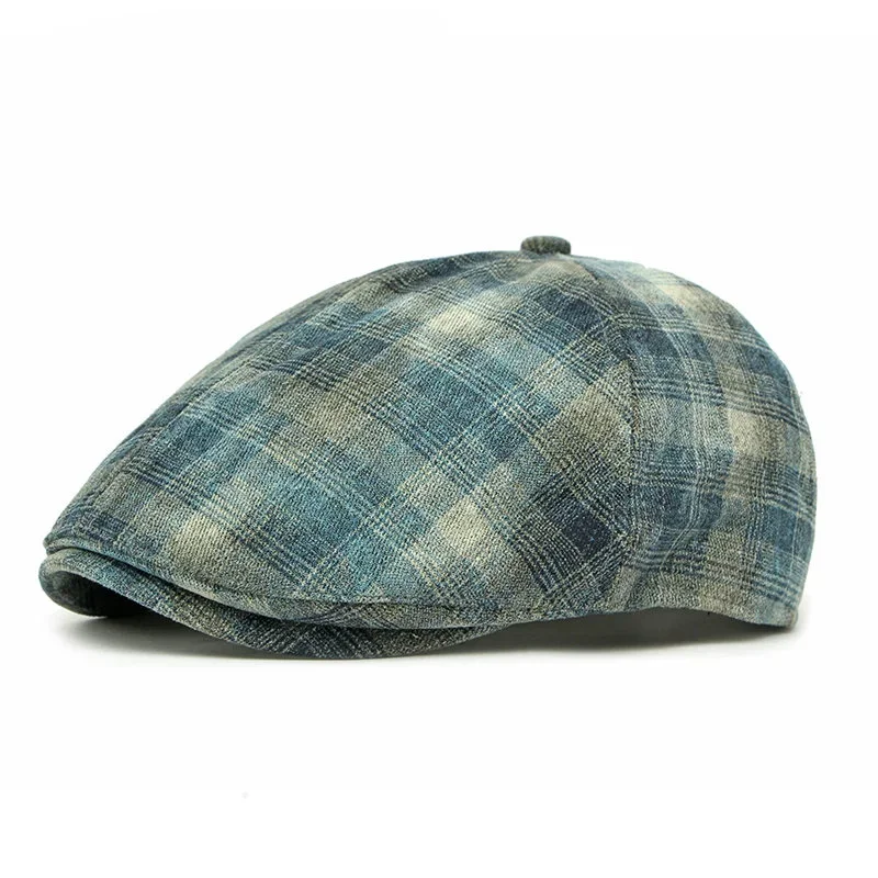 Spring Cotton Geometric Print Newsboy Caps Men Flat Cap Women Painter Beret Hats 99