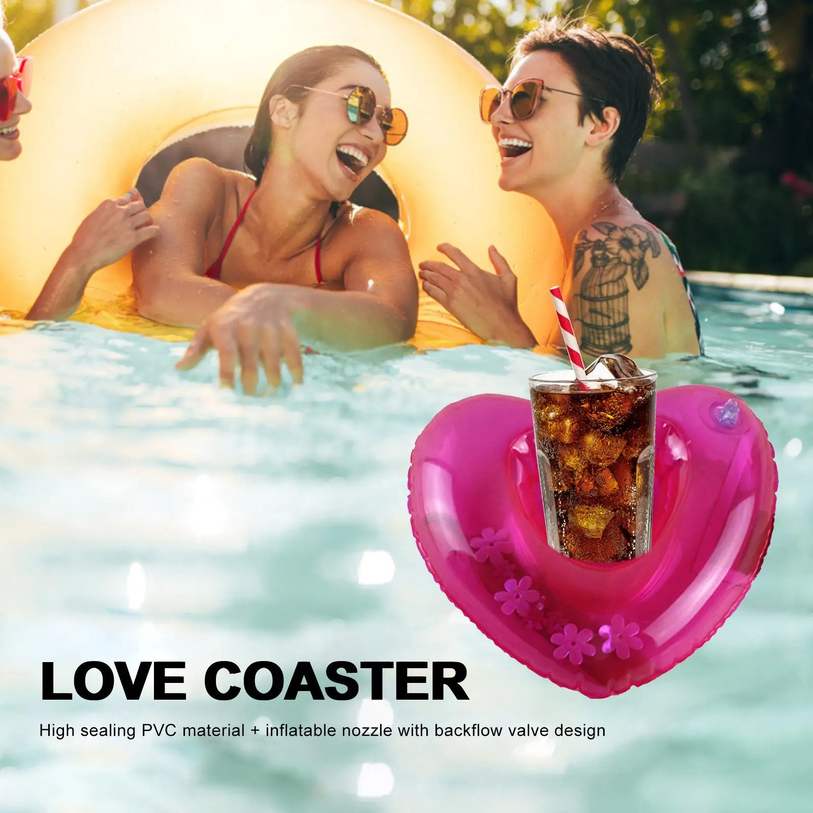 Heart Shaped Floating Cup Holder Multifunction Swimming Pool Drink Floats Creative Kids Bath Shower for Swimming Pool