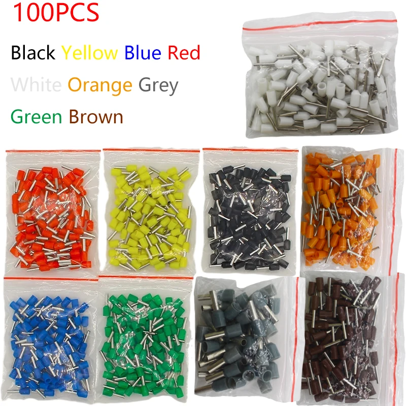 100Pcs Electric Wire Conector Crimp Connectors Wire Terminal Connector Cable Terminals End Crimps Insulated Assortment