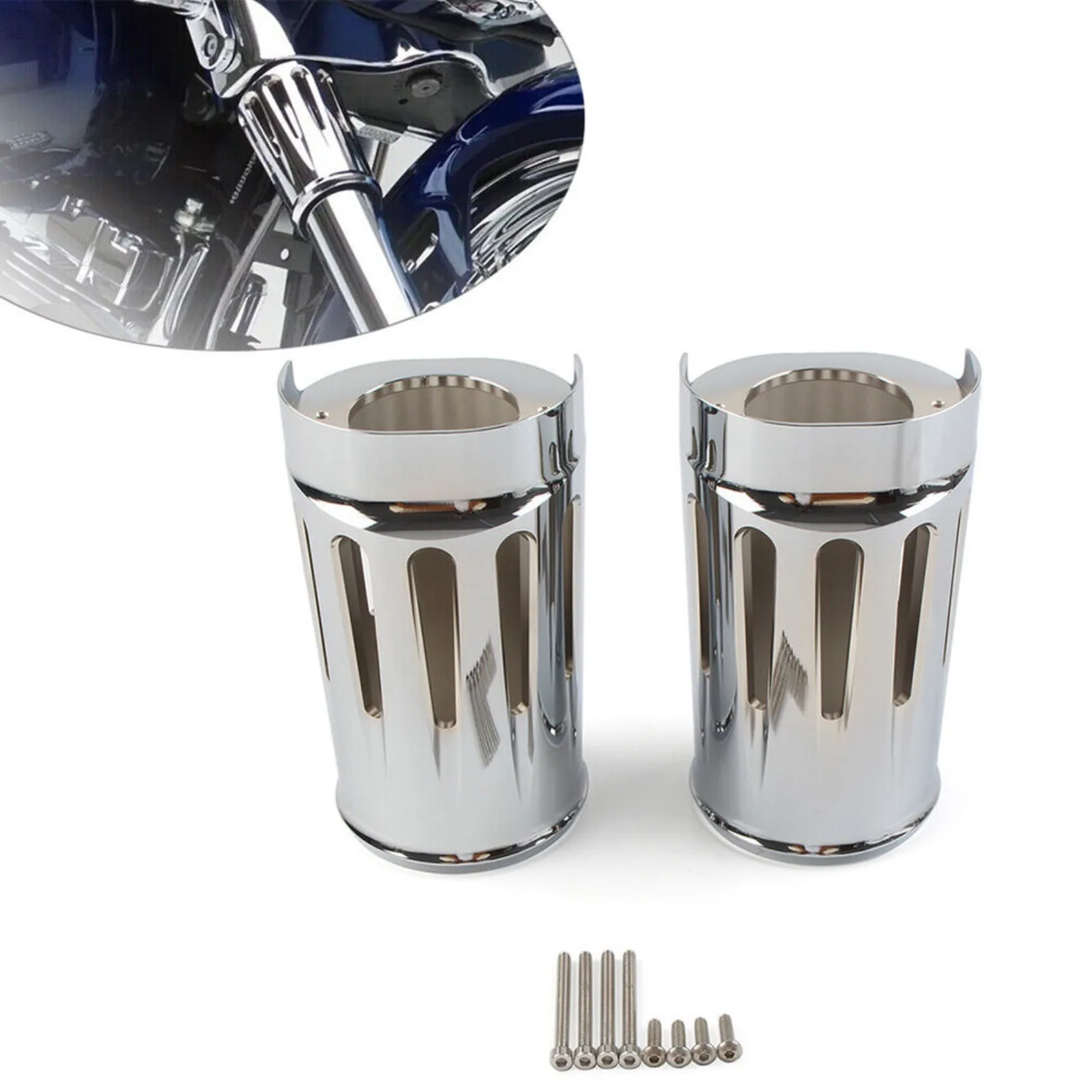 

For Harley Electra Street Road Glide King CVO Fork Boot Slider Covers Chrome