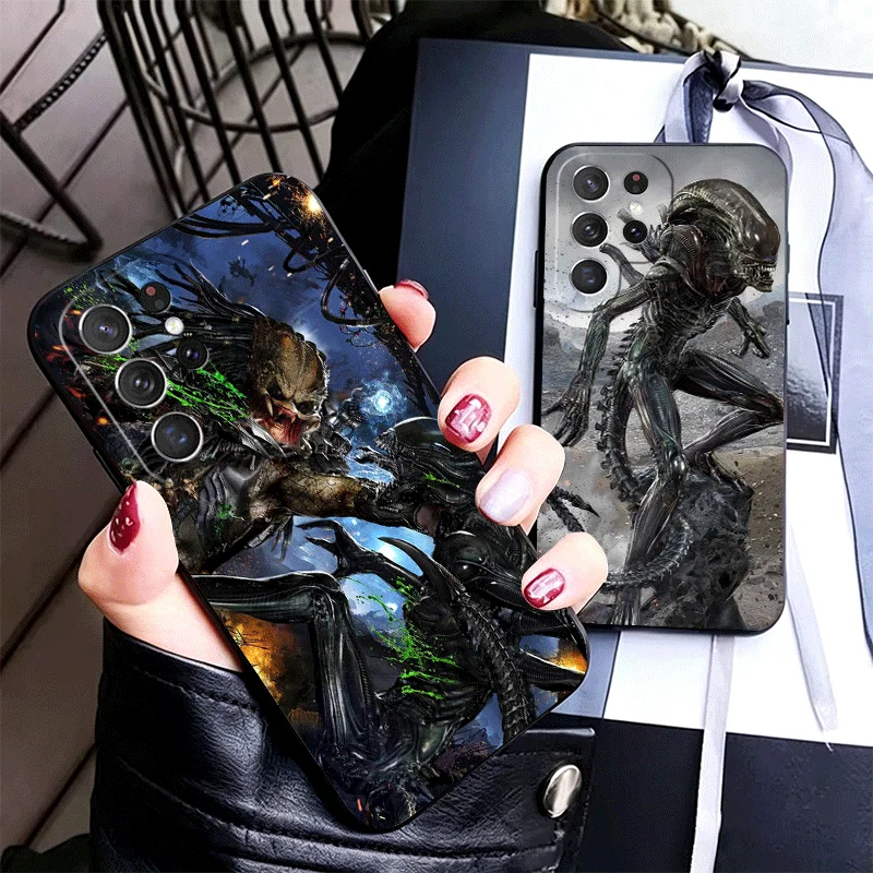 A-Alien Vs P-Predator Silicone Phone Case for Samsung Galaxy S22 S23 S24 S25 S26 Ultra FE Plus Edge S21 S20 + Black Soft Cover
