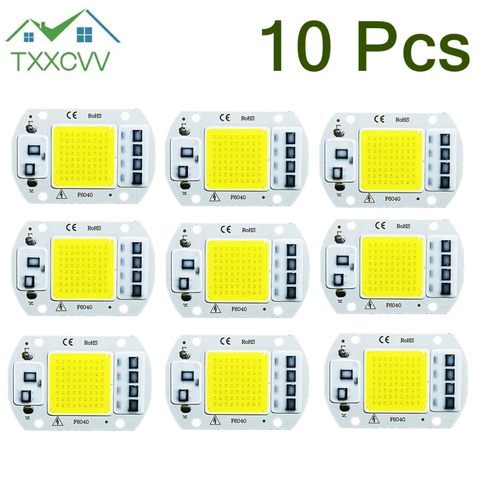 10 Pcs LED COB Chip 220V Led Chip 20W 30W 50W No Need Smart IC Driver Diode Chip Beads For Flood Light Spotlight DIY Lighting