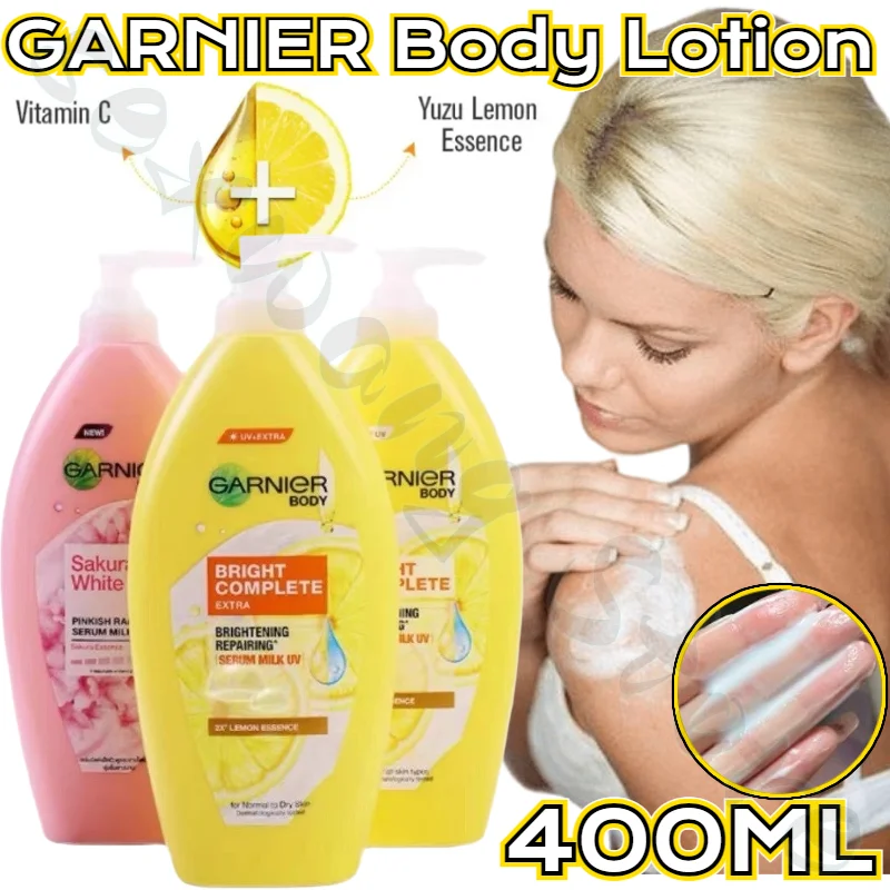 GARNIER Vitamin C Body Cream 377 Niacinamide Brightens Skin Tone, Improves Dullness, Moisturizes and Repairs Body Milk 400ml