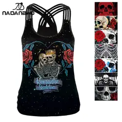 NADANBAO Skull Print Women Tank Top Halloween Cosplay Costume Vest Carnival Sexy Clothes Female Sleeveless Shirt Streetwear