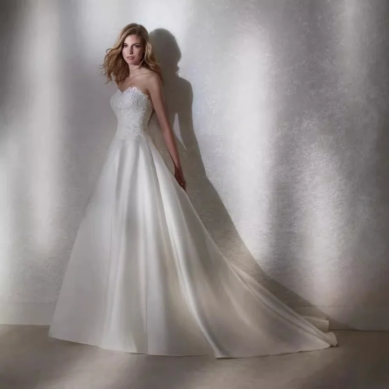 신부 웨딩 외출용 거즈 스트랩리스 하이웨이스트 슬리밍 여름 심플 새틴 텍스처 프레시 스타일