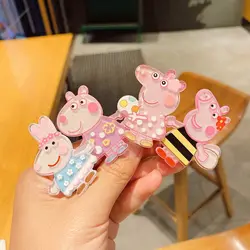 Horquilla de dibujos animados de Peppa Pig para niños, juguete de palo móvil, muñeca de juguete de lechón rosa, tocado de acrílico para niñas, lindo regalo para niños