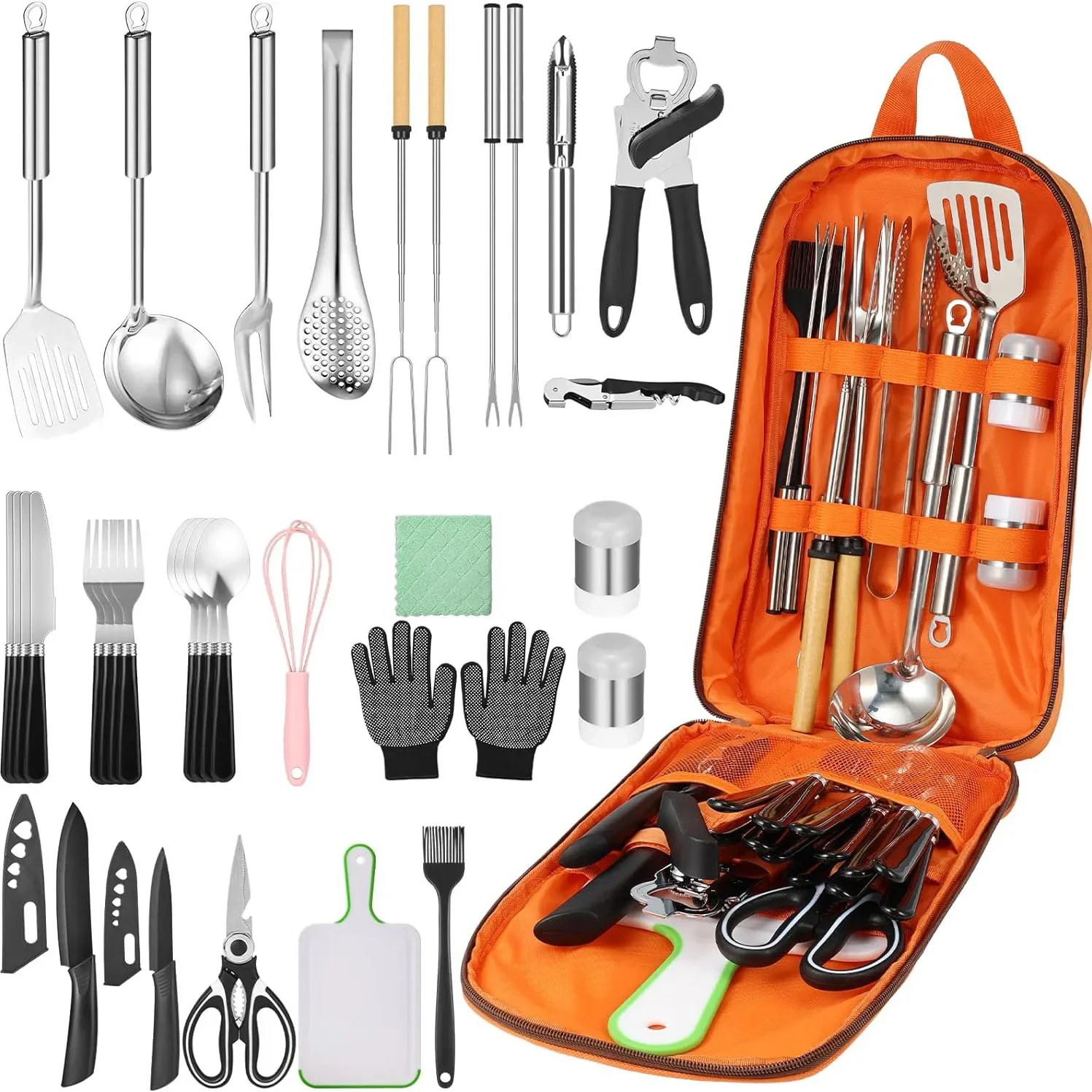 Camping Cooking Utensils Set - 33Pcs/45Pcs  Camping Essentials Gear for Camp Kitchen Cooking and Grilling