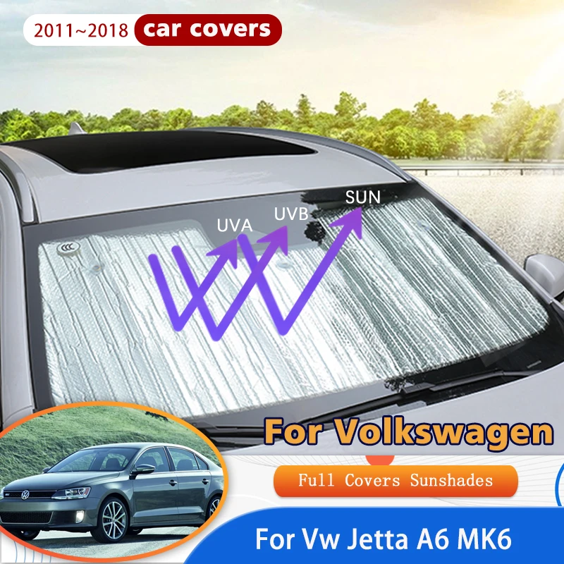 

Full Covers Sunshades For VW Volkswagen Jetta A6 MK6 2011~2018 2015 Car Accessories Sun Protection Windshields Side Window Visor