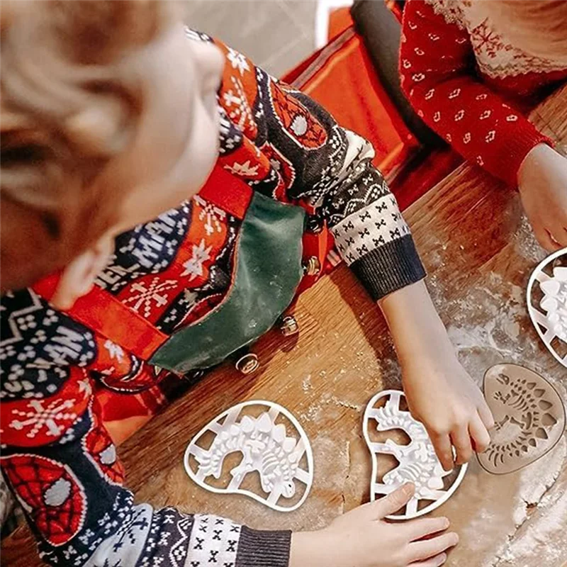 Cortador de galletas de dinosaurio, molde de fósil de hueso de dinosaurio para entusiastas de la repostería, 4 unidades